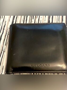 Bulgari Black Leather Bi-Fold Wallet